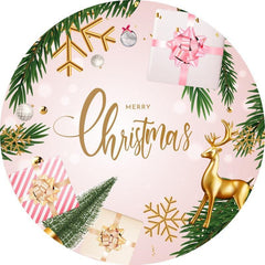 Lofaris Round Gift Tree And Gold Elk Merry Chrismas Backdrop