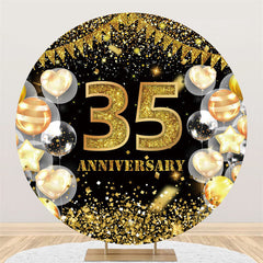 Lofaris Round Glitter Gold 35 Anniversary Backdrop For Wedding