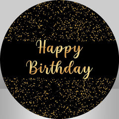 Lofaris Round Glitter Gold And Black Happy Birthday Backdrop