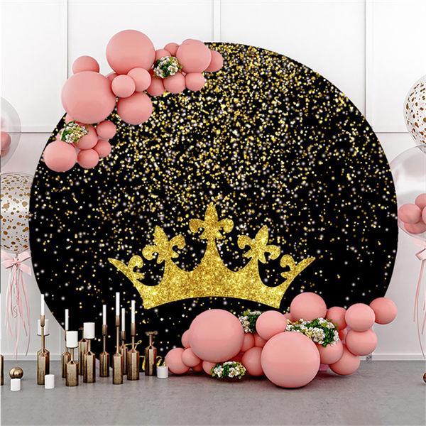 Lofaris Round Glitter Silver And Gold Happy Birthday Backdrop