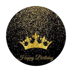 Lofaris Round Glitter Silver And Gold Happy Birthday Backdrop