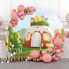 Lofaris Round Ice-Cream House Forest Happy Easter Backdrop
