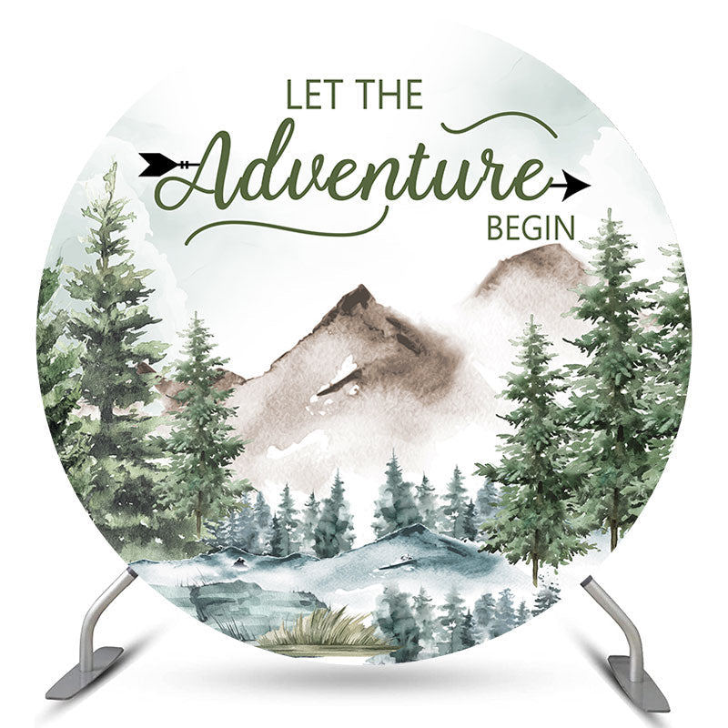 Lofaris Round Lets The Adventure Begins Baby Shower Backdrop