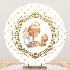 Lofaris Round Litter Baby And Brown Bear Shower Backdrop