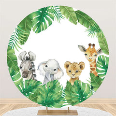 Lofaris Round Maple Leaves And Animals Happy Birthday Backdrop