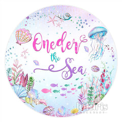 Lofaris Round Oneder The Sea Lovely Happy Birthday Backdrop