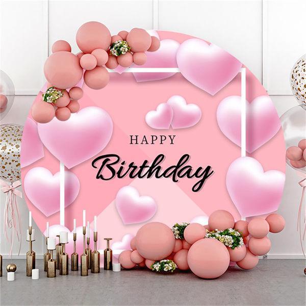 Lofaris Round Pink Love Black Happy Birthday Day For Party