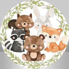 Lofaris Round Safari Green Leaves Themed Baby Shower Backdrop