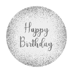 Lofaris Round Silver-White Happy Birthday Backdrop For Party