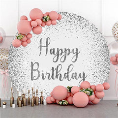 Lofaris Round Silver-White Happy Birthday Backdrop For Party