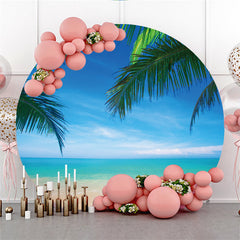 Lofaris Round Sky Beach Sea View Coconut Tree Holiday Backdrop