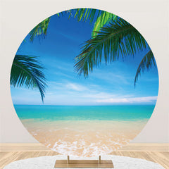 Lofaris Round Sky Beach Sea View Coconut Tree Holiday Backdrop