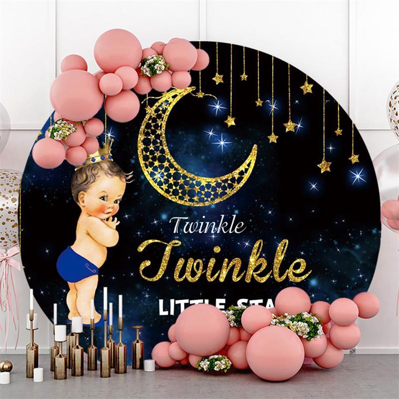 Lofaris Round Twinkle Star Themed Birthday Backdrop For Boy