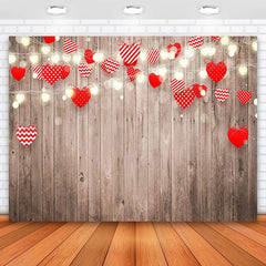 Lofaris Rustic Wood Red Love Heart Happy Valentines Backdrop