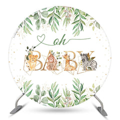 Lofaris Safari Animals Round Baby Shower Backdrop Cover