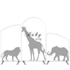 Lofaris Safari Animals Theme White Baby Shower Arch Backdrop Kit