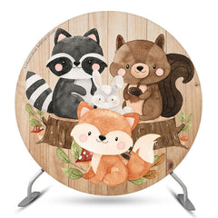 Lofaris Safari Wild Cute Animal Birthday Round Backdrop