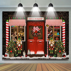 Lofaris Santas Workshop Theme Holiday Merry Christmas Backdrop