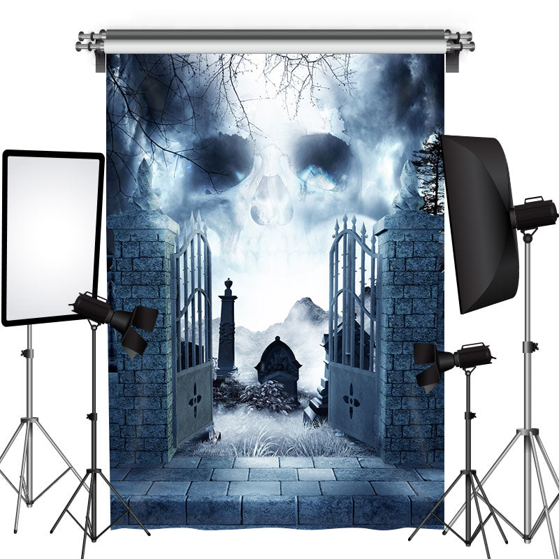 Lofaris Scary Ghost And Foggy Tomb Happy Halloween Backdrop