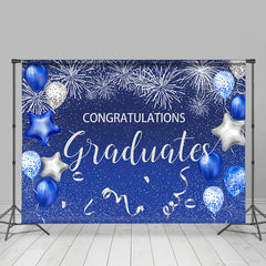 Lofaris Sea Blue And Silver Glitter Ballons Graduates Backdrop