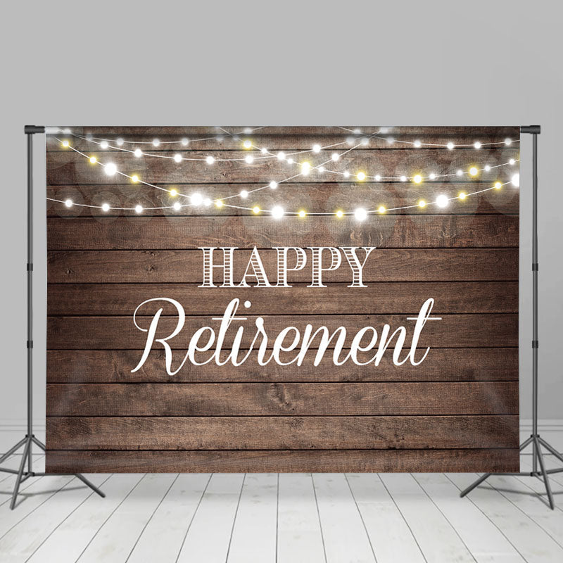 Lofaris Shinning Lights and Wooden Happy Retirement Backdrop