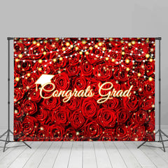 Lofaris Shiny Light With Red Rose Congrats Grad Backdrop