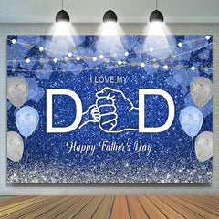 Lofaris Silver Blue Balloon Heart Happy Fathers Day Backdrop