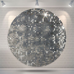 Lofaris Silver Glitter Sequins Backdrop For Disco Dance Party