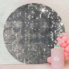 Lofaris Silver Glitter Sequins Backdrop For Disco Dance Party