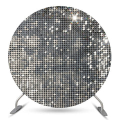 Lofaris Silver Glitter Sequins Backdrop For Disco Dance Party