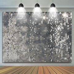 Lofaris Silver Glitter Sequins Wall Disco Dance Party Backdrop