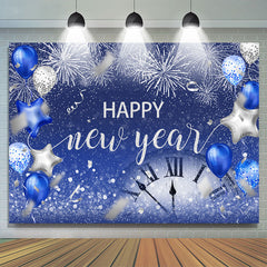 Lofaris UK Silver Navy Blue Balloon Happy New Year Backdrop