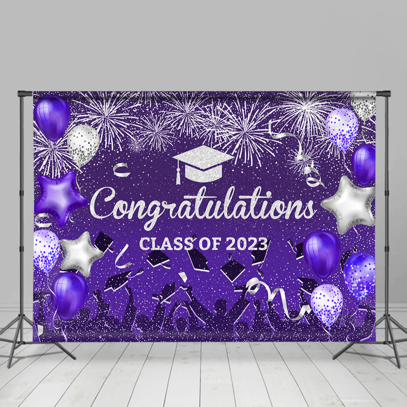 Lofaris Silver Purple Class Of 2023 Congrats Grad Backdrop