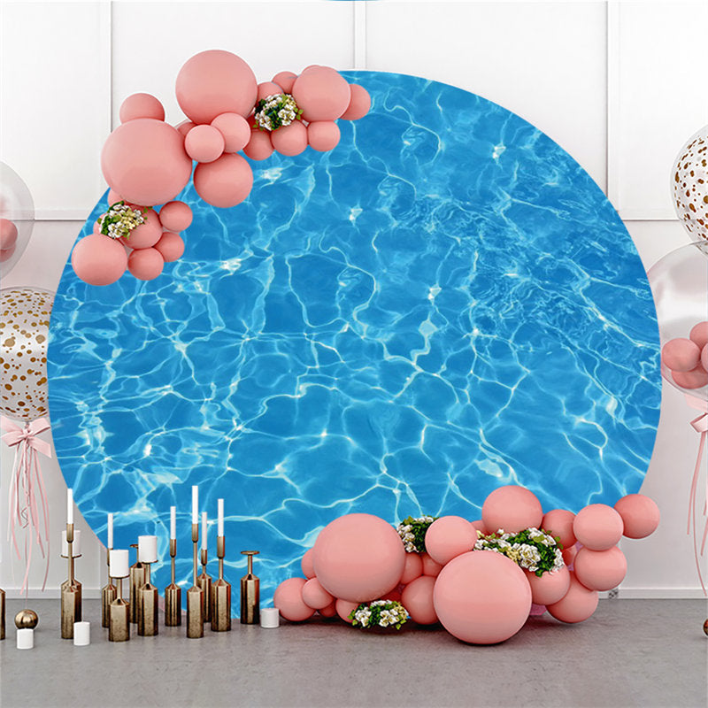 Lofaris Simple Blue Ocean Theme Happy Birthday Circle Backdrop