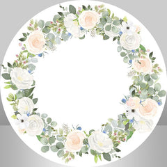 Lofaris Simple Circle White Floral Birthday Party Backdrop