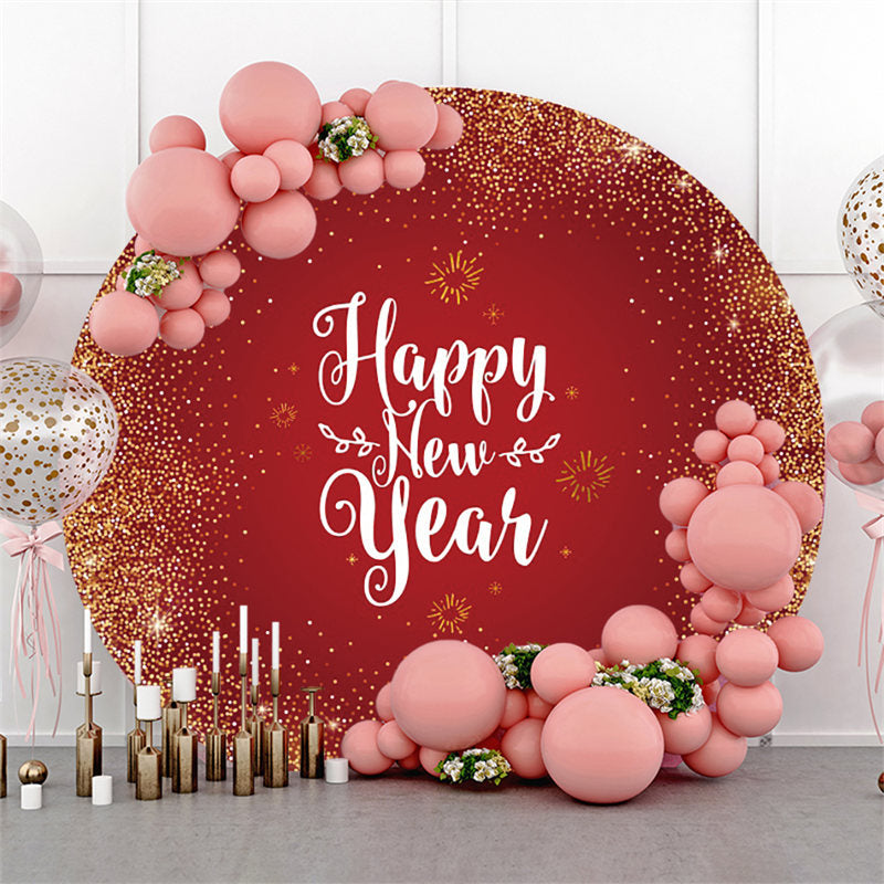 Lofaris Simple Dots Round Happy New Year Holiday Backdrop