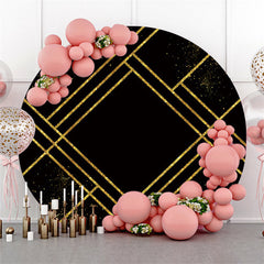 Lofaris Simple Glitter Gold And Black Lines Circle Backdrop