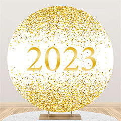 Lofaris Simple Happy 2023 New Year Round Holiday Backdrop