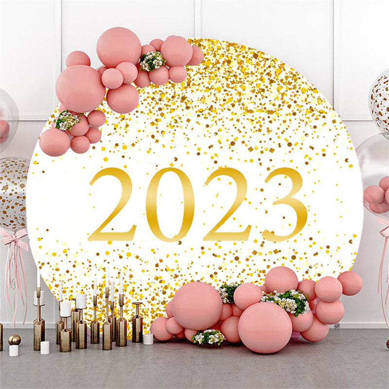 Lofaris Simple Happy 2023 New Year Round Holiday Backdrop