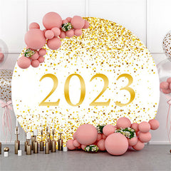 Lofaris Simple Happy 2023 New Year Round Holiday Backdrop