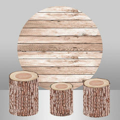 Lofaris Simple Light Brown Wooden Decoration Round Backdrop