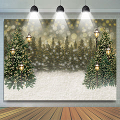 Lofaris Simple Lighting Bokeh Snowy Happy Holiday Backdrop