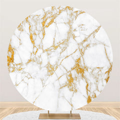 Lofaris Simple Marble Texture Happy Birthday Round Backdrop