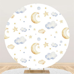 Lofaris Simple Night Sky Cloud Moon Star Round Cute Backdrop