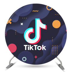 Lofaris Simple Tiktok Themed Blue Party Round Backdrop Kit