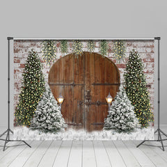 Lofaris Simple Xmas Tree Wooden Light Holiday Backdrop