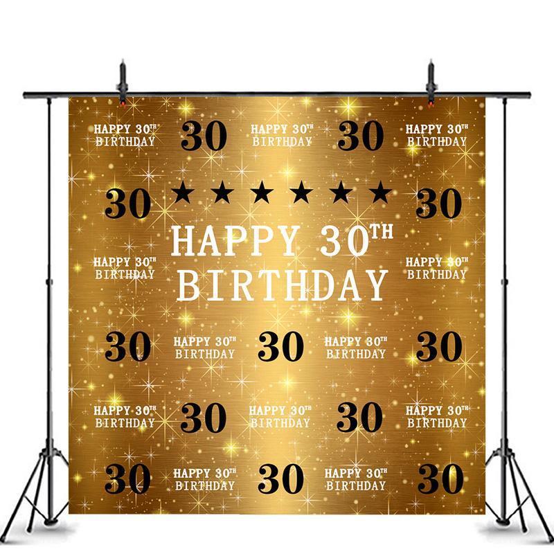 Lofaris Six Star Gold Luxury Happy 30th Birthday Backdrop