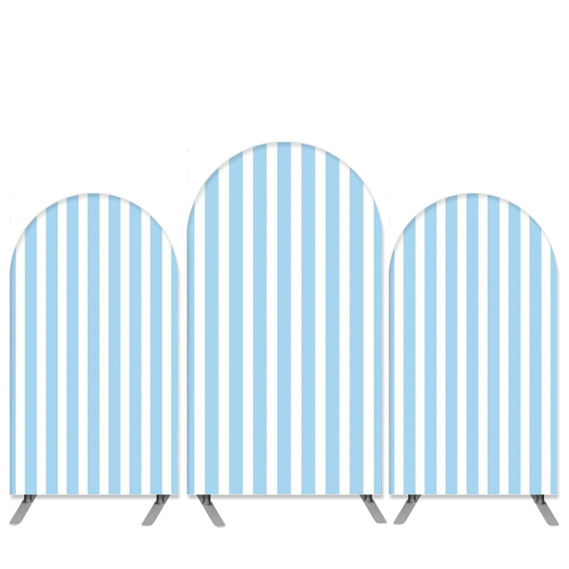 Lofaris Sky Blue And White Stripes Birthday Arch Backdrop Kit