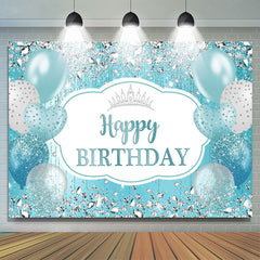 Lofaris Sky Blue Balloons And Silver Diamonds Birthday Backdrop