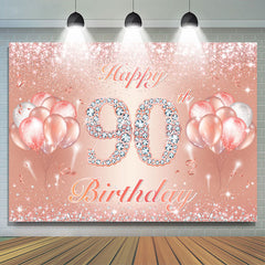 Lofaris Slight Rose Gold Balloon Happy 90Th Birthday Backdrop